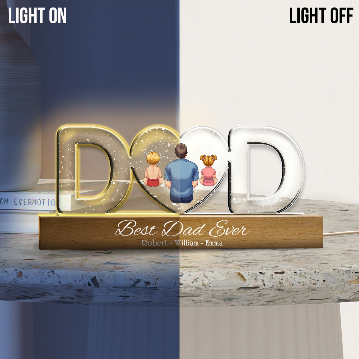 Best Dad Ever - Personalized Father Custom LED Night Light