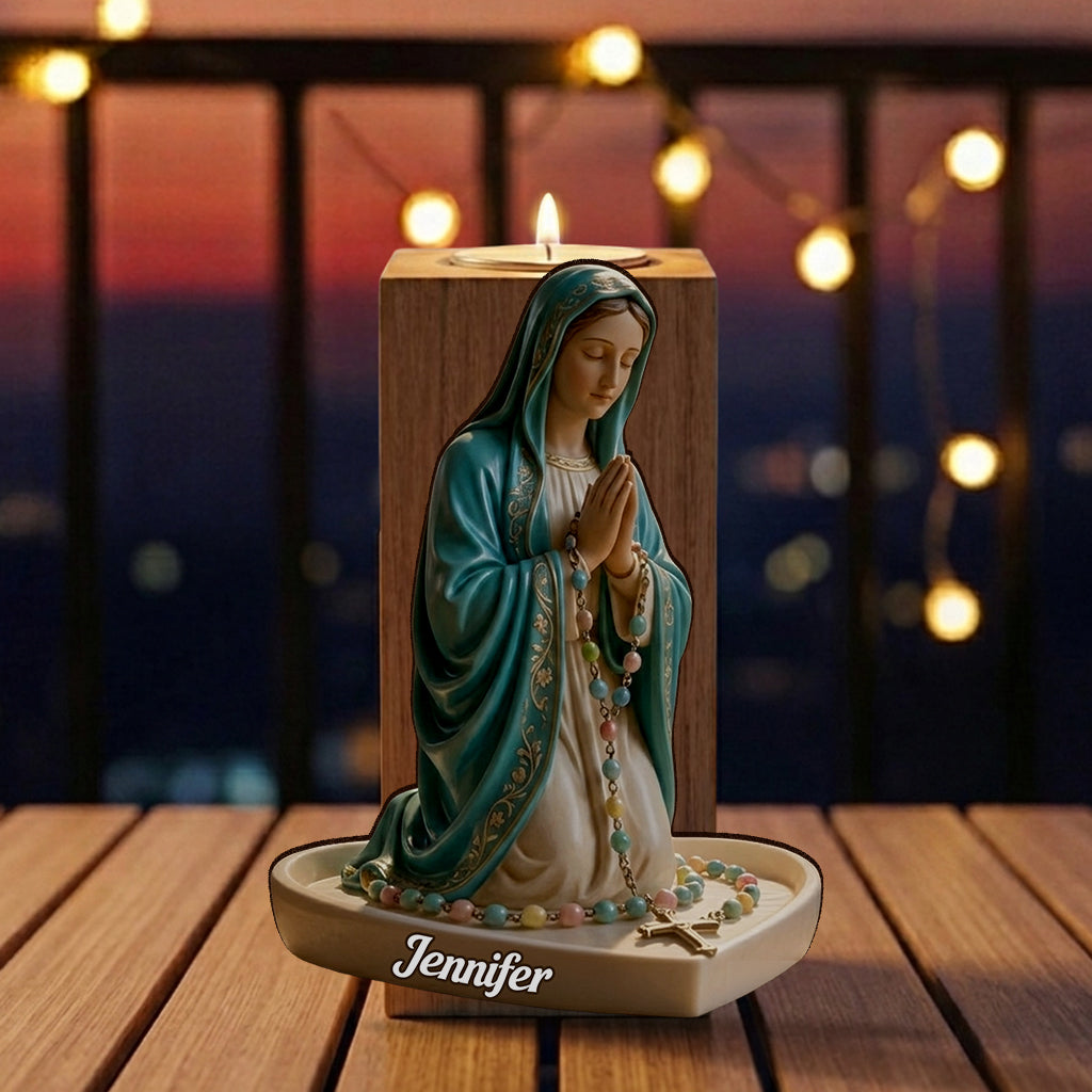 Believe - Personalized Christian Custom Shape Wooden Candle Holder