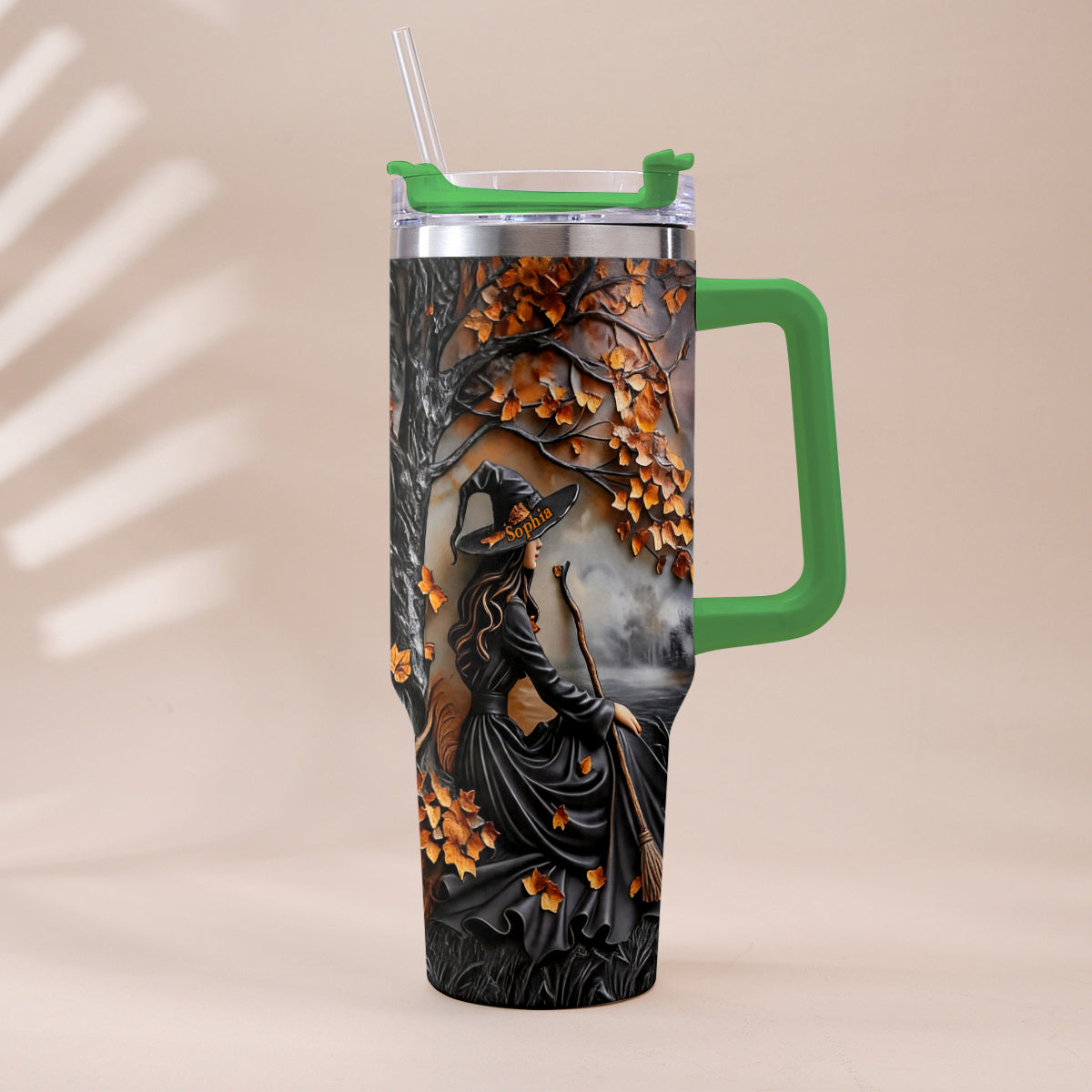 It's Time - Personalized Witch Tumbler With Plush Charm