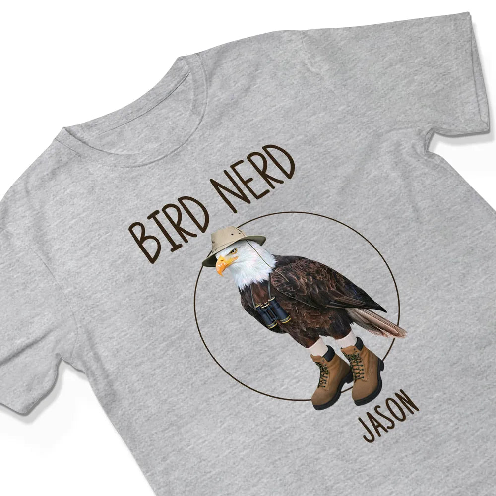 Personalized Bird Nerd Classic Tee with Funny Eagle Illustration for Bird Lovers, Unique Gift for Any Birder