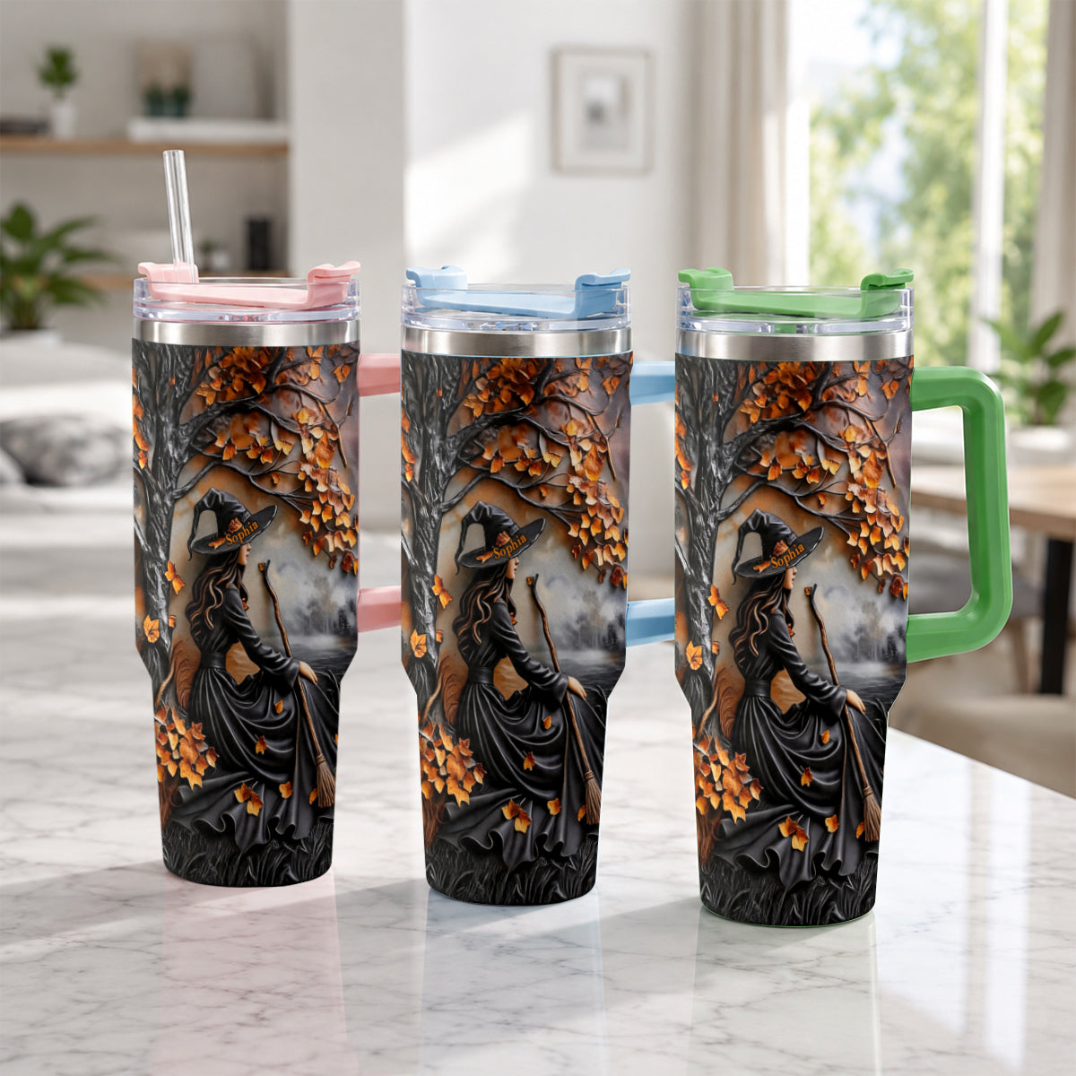 It's Time - Personalized Witch Tumbler With Plush Charm