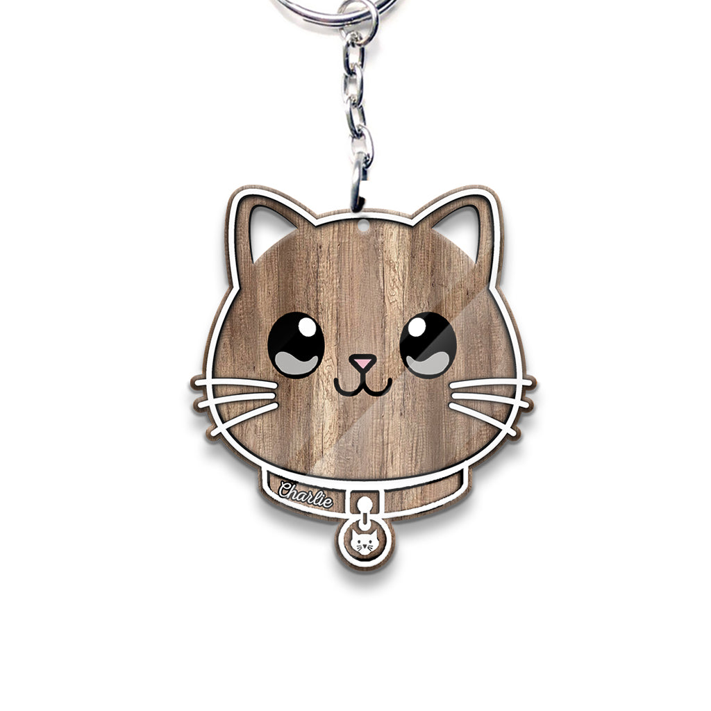 Cute Cat - Personalized Cat Keychain
