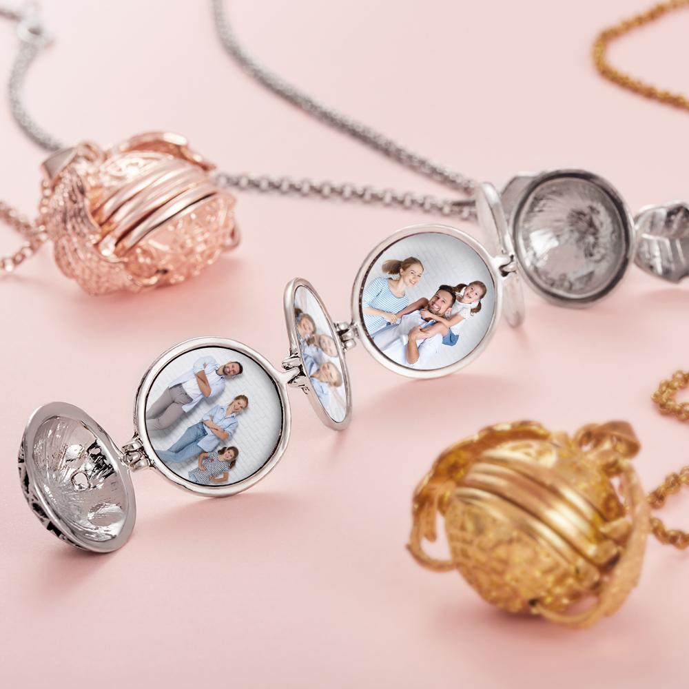 Any Photo - Personalized Angel Wings Expanding Photo Ball Locket Necklace