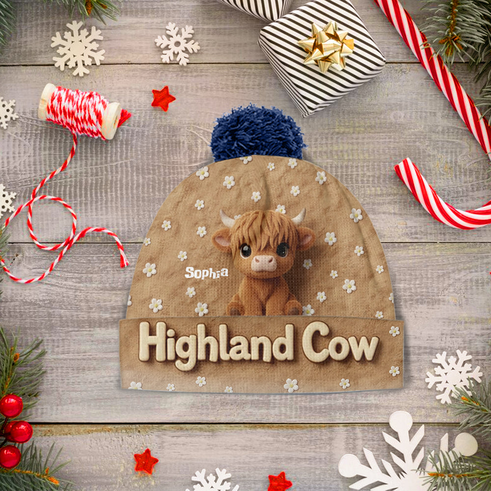 Cute Highland Cow - Personalized Highland Cow Beanie Hat