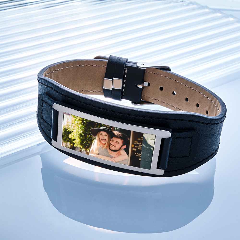 Any Photos - Personalized Photo Leather Bracelet