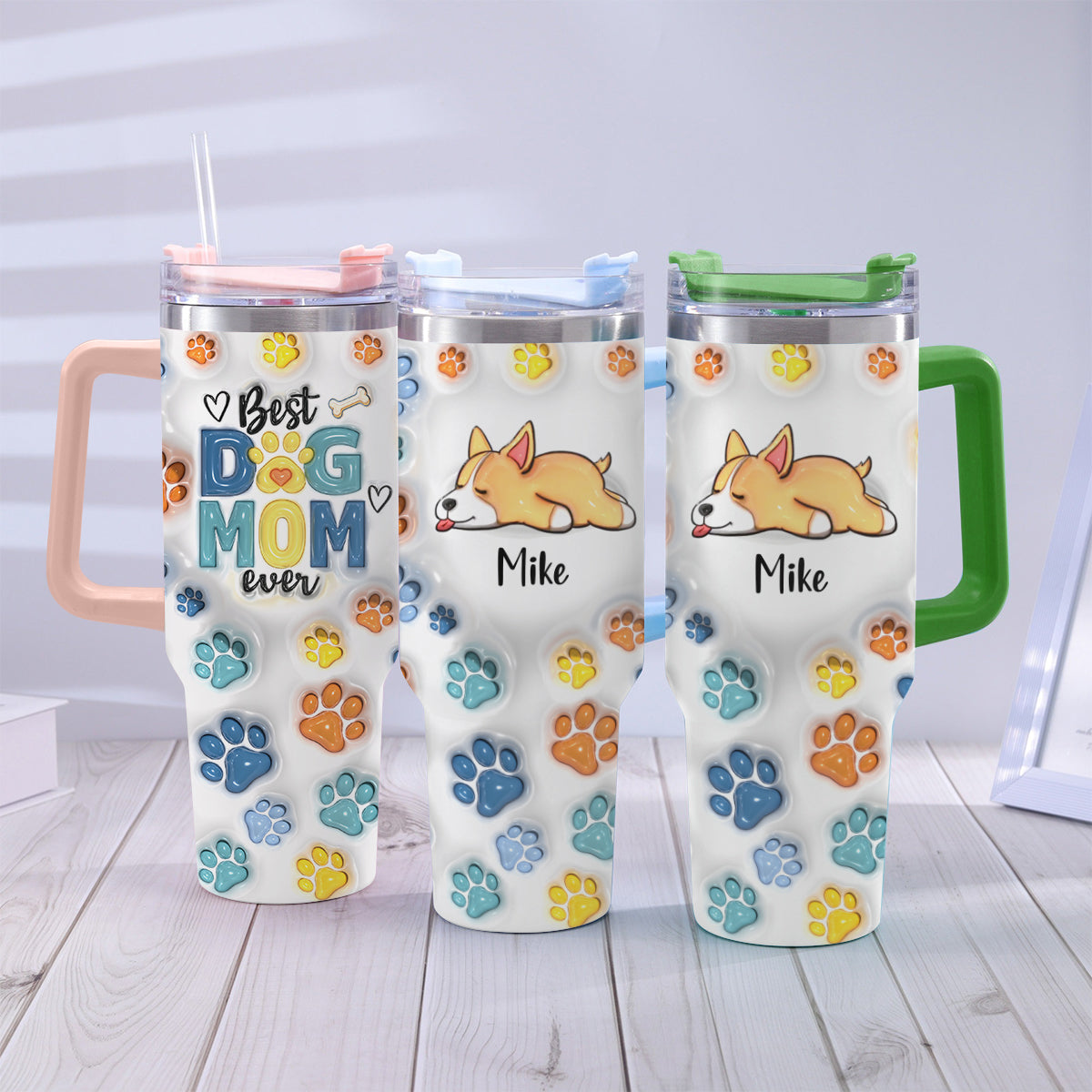 Best Dog Dad/ Mom Ever - Personalized Dog Tumbler With Handle