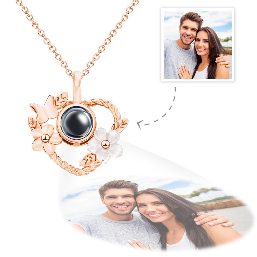 Heart-shaped Flowers Projection Charm - gift for who lost a loved one - Personalized Heart-shaped Flowers Projection Charm