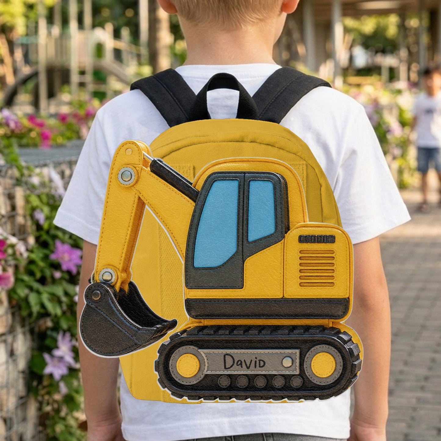 Kids Love Excavator, Unicorn, Capybara, Dinosaur - Personalized Kid Changeable Leather Patch Backpack