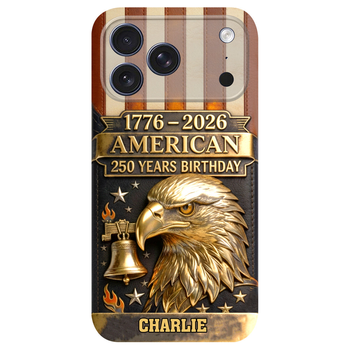 250th Anniversary - Personalized Bald Eagle Leather Phone Case
