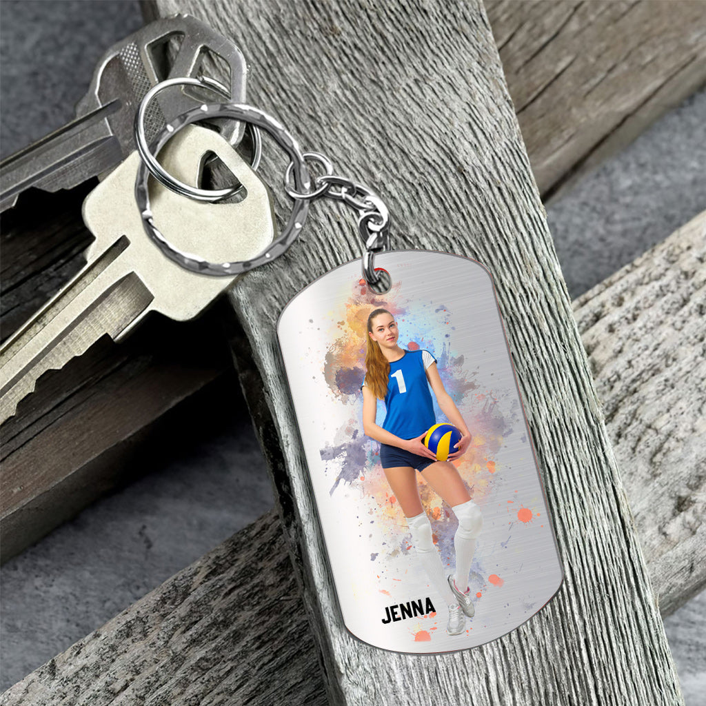Just A Girl With Goals - Personalized Volleyball Stainless Steel Keychain