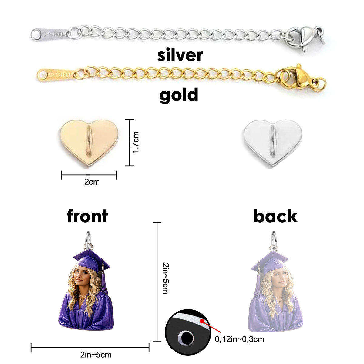 Class Of 2026 - Personalized Graduation Dangling Charms