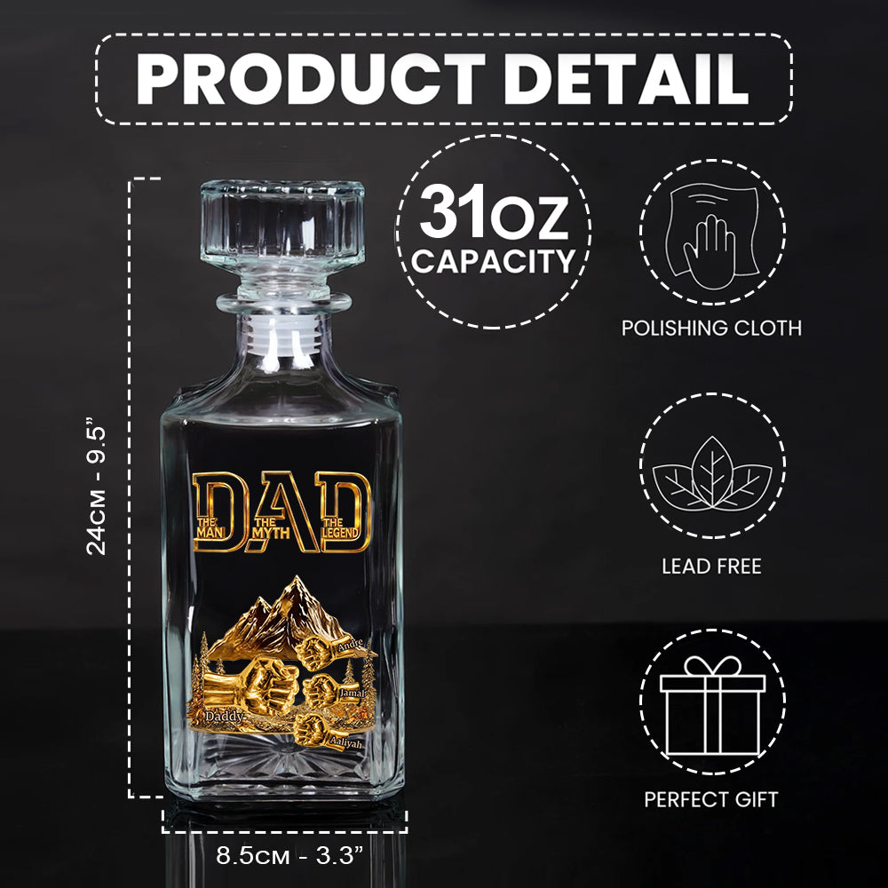 Dad & Kids Fist Bump - Personalized Father Whiskey Decanter Set