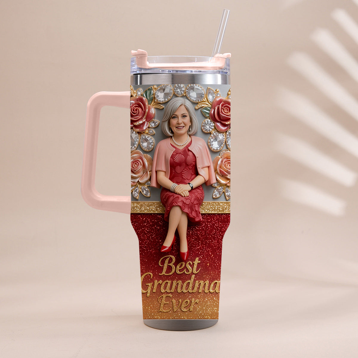 Best Grandma Ever, Perfect For Mom, Nana - Personalized Grandma Tumbler With Handle