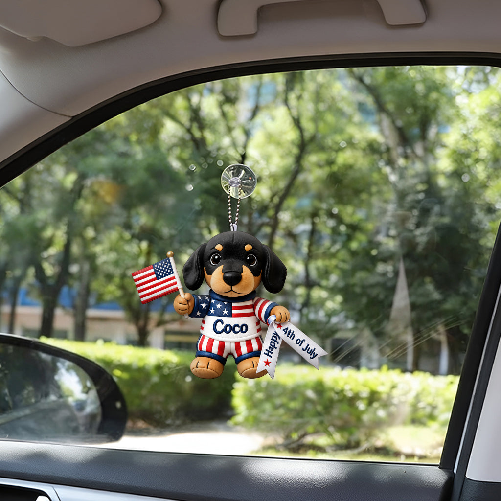Happy 4th Of July - Personalized Dog Leather Bag With Plush Charm