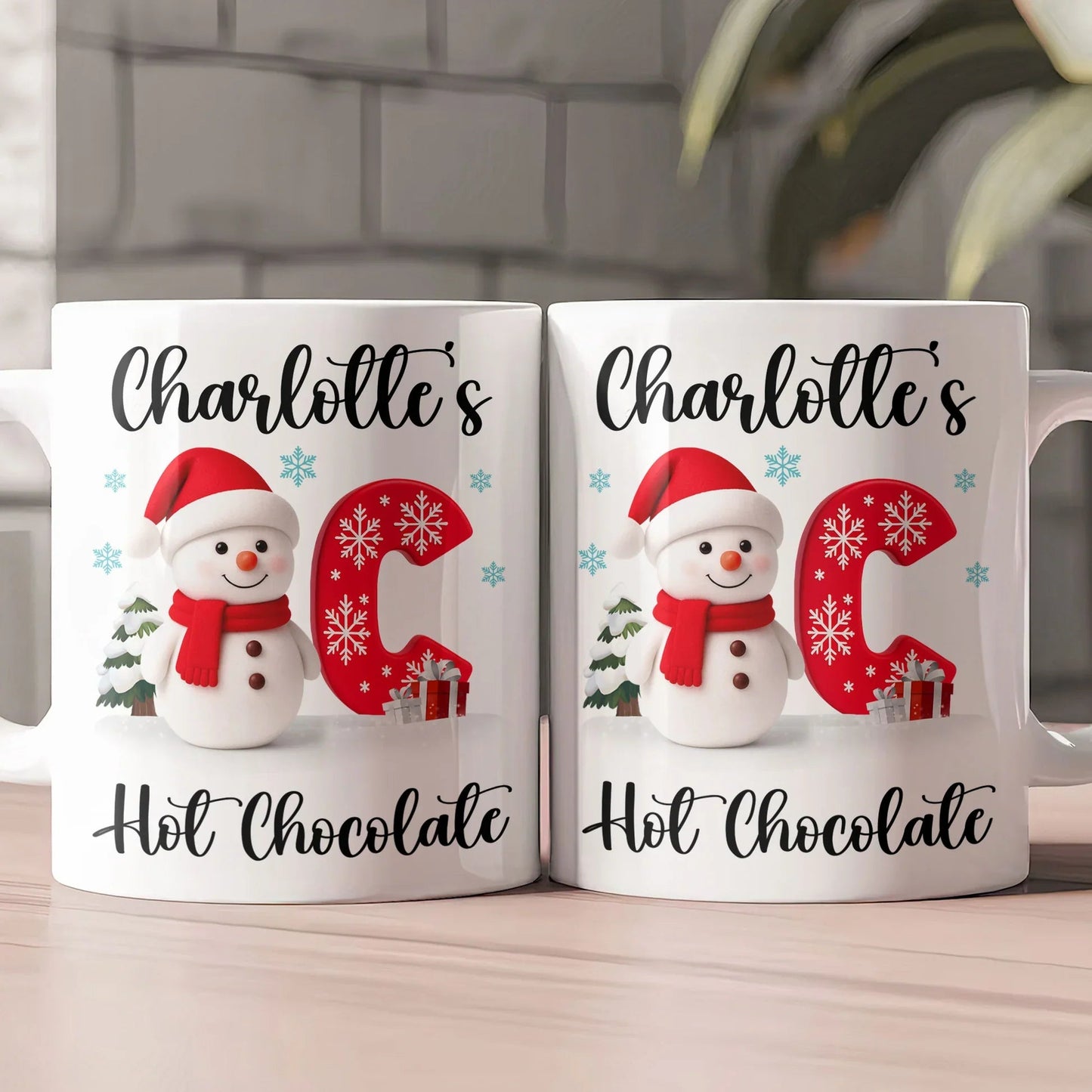 Custom Snowman Initial White Ceramic Mug for Hot Chocolate & Morning Coffee – Festive Personalized Christmas Gift, Fun and Cute Winter Present