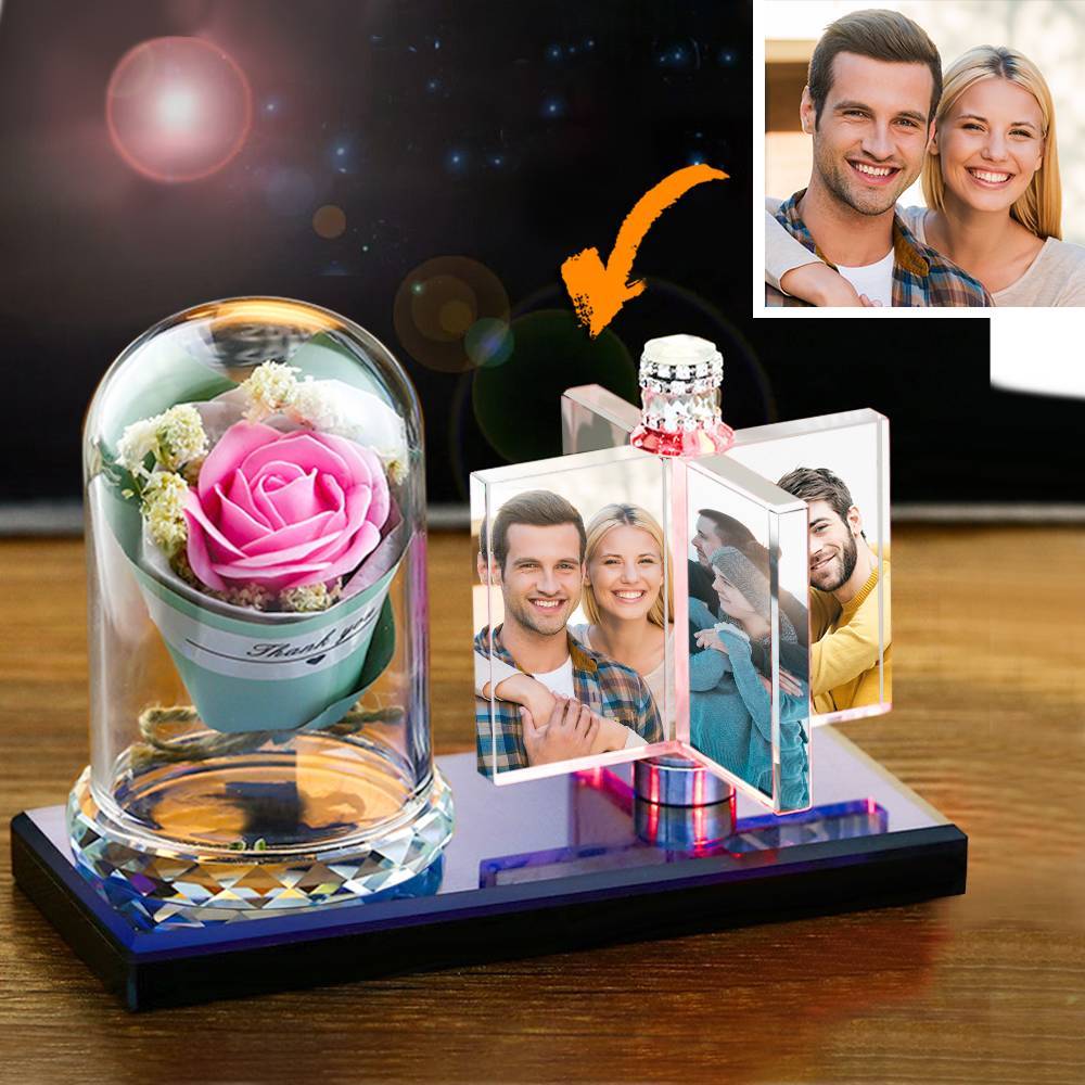 Any Photo - Personalized Rotating Windmill Light Crystal Photo Frame