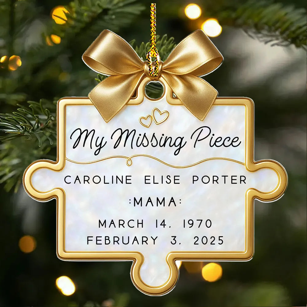 Personalized Memorial Puzzle Piece Acrylic Ornament - In Loving Memory Sympathy Gifts for Loss of Loved One