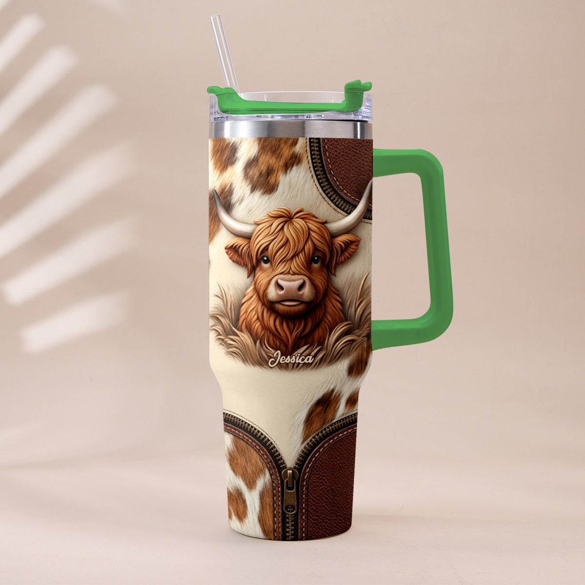 Cute Highland Cow - Personalized Highland Cow Tumbler With Plush Charm