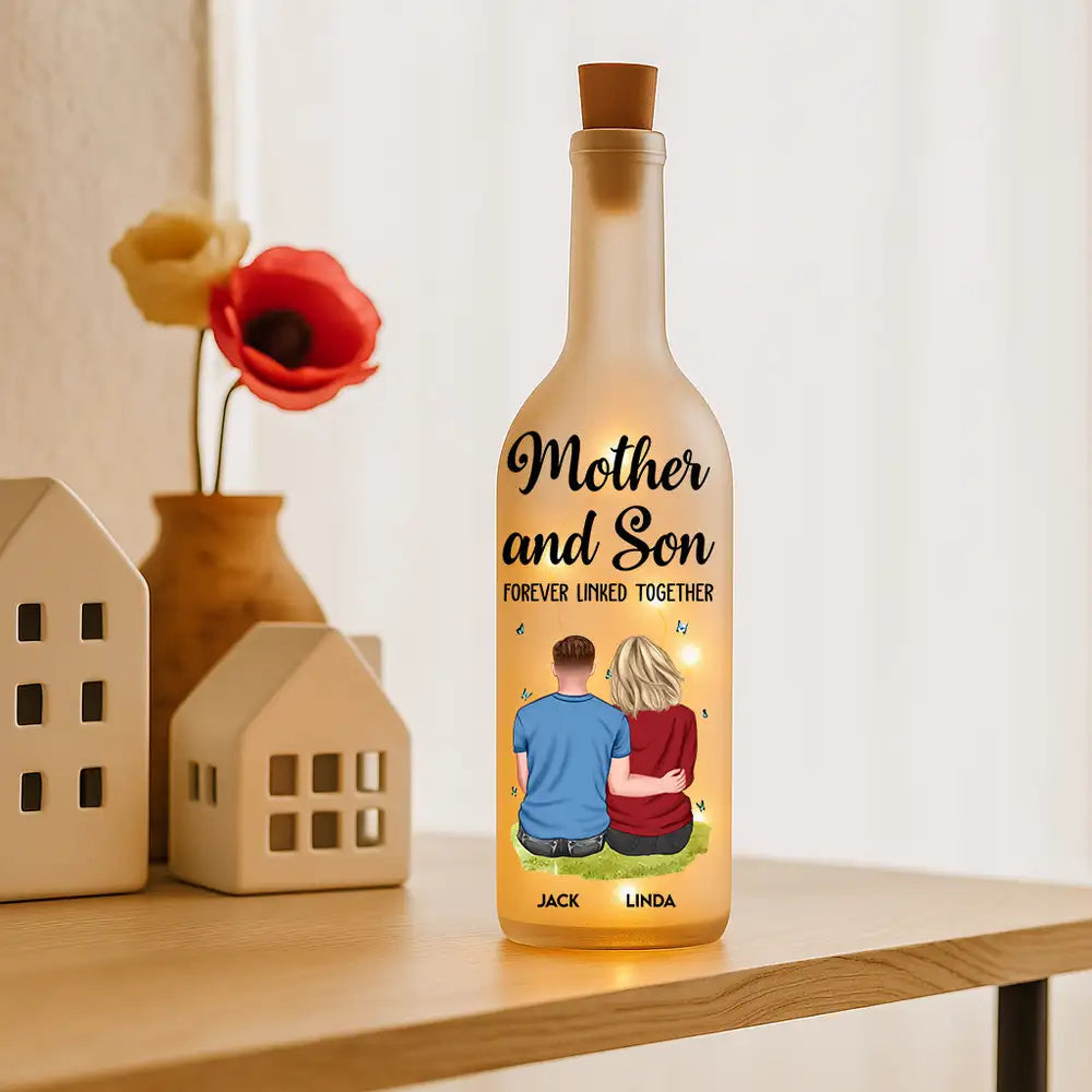 Custom Hugging Figures Bottle Lamp – Mother and Child Forever Bonded Light-Up Gift