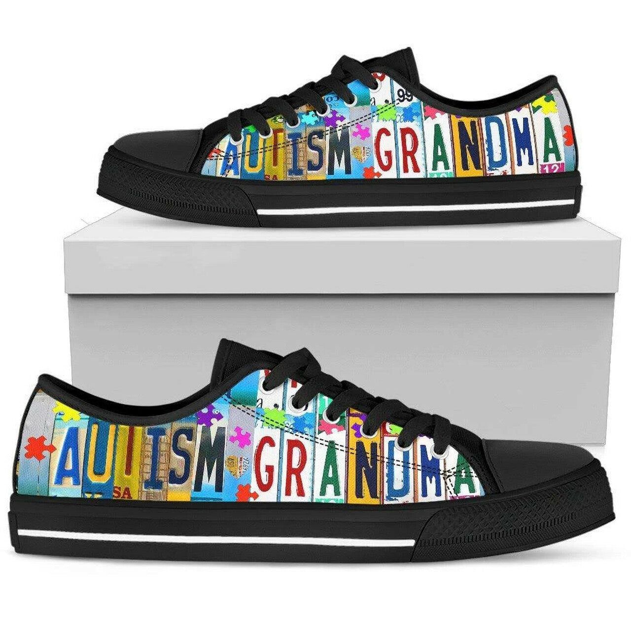Autism Grandma - Autism Awareness Low Top Shoes 0921