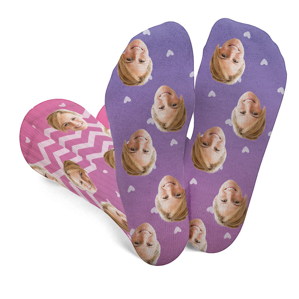 Custom Face Purple Pattern - Personalized Step Mom Socks