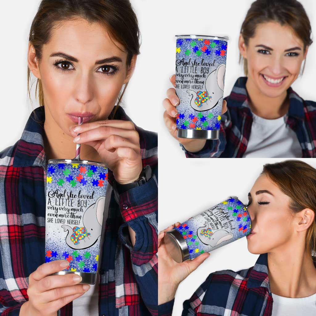 And She Loved A Little Boy Very Very Much Autism Elephant Mom - Autism Awareness Tumbler 0921