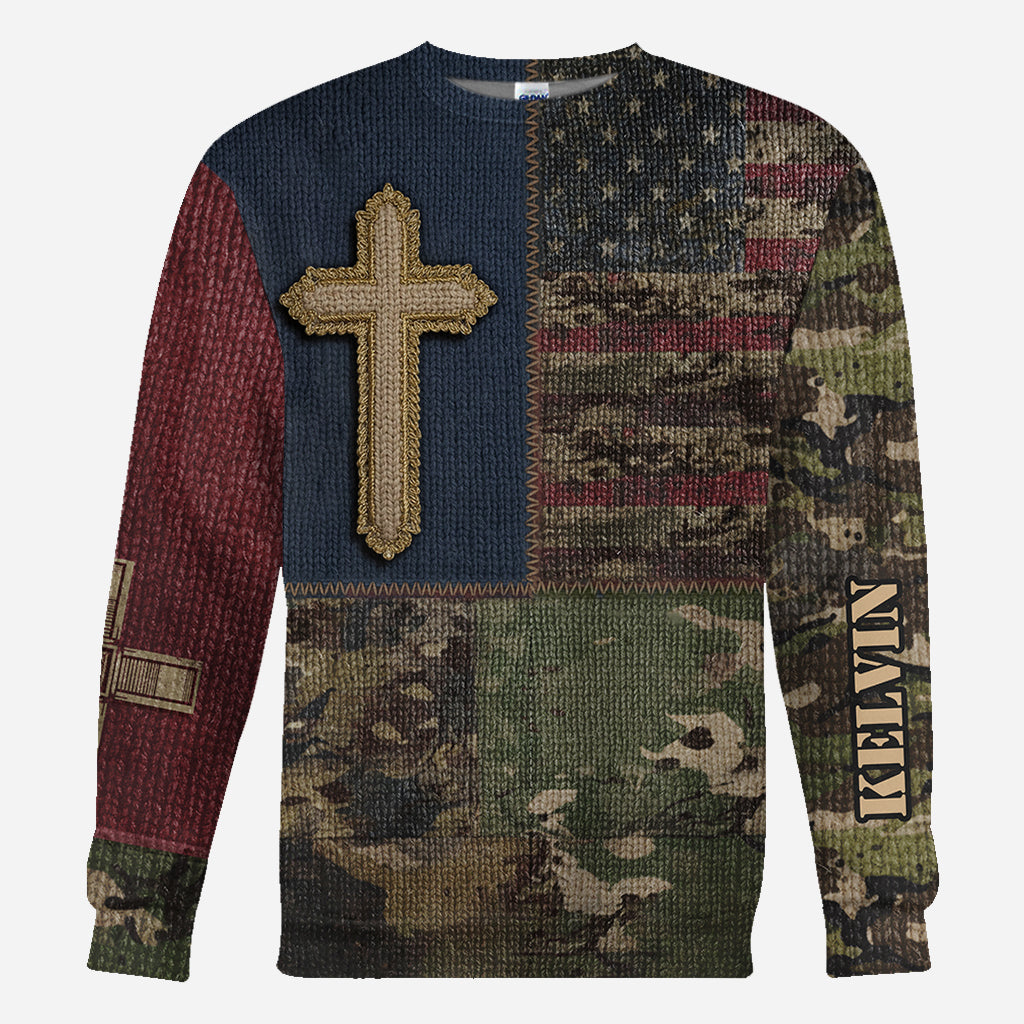 American Flag Cross Faith All Over Print Hoodie - Personalized Christian All Over Shirt