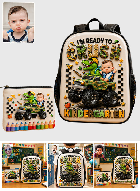 Back To School, Dinosaur Lover - Personalized Kid Backpack & Pencil Case