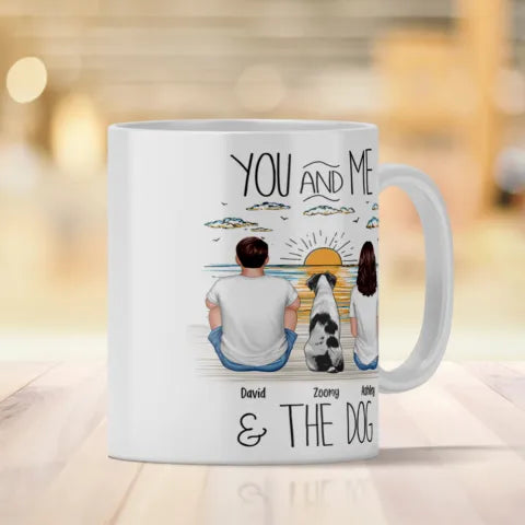 “You, Me & the Dog” Personalized Sunrise Mug – Romantic Gift for Dog Lovers or Cat Lovers