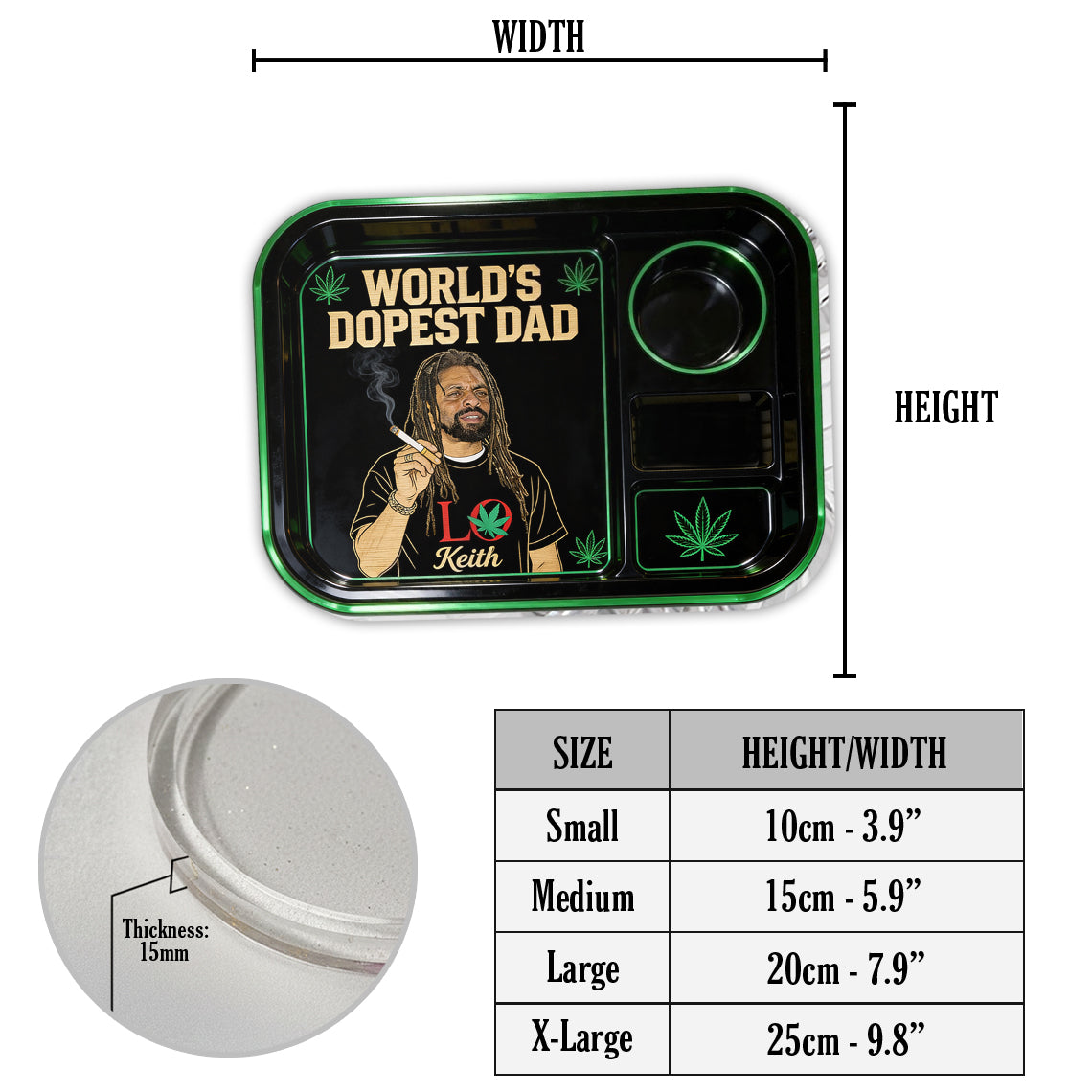 Custom Rolling Tray From Any Photo, Gift For World's Dopest Dad - Personalized Weed Catch-All Tray