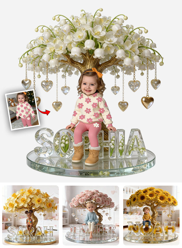 Custom Any Photo & Birthmonth Flower - Personalized Kid Custom Shaped Acrylic Plaque