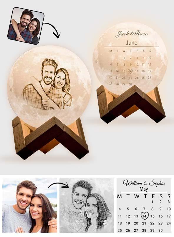 I Love You To The Moon And Back - Personalized Couple Moon Lamp