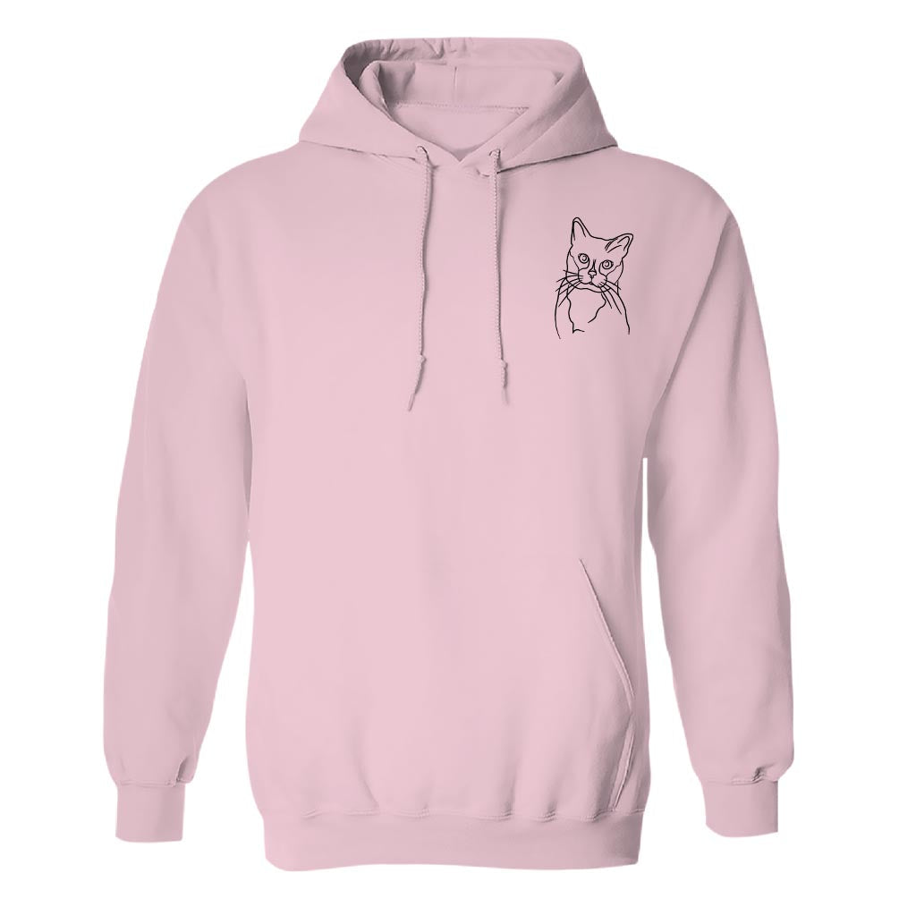 Custom Line Art - Personalized Cat Embroidered Hoodie