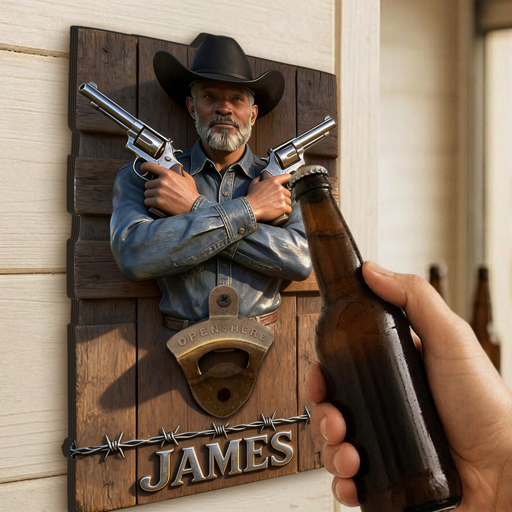 Custom Any Photo - Personalized Western Outfit Wall Bottle Opener