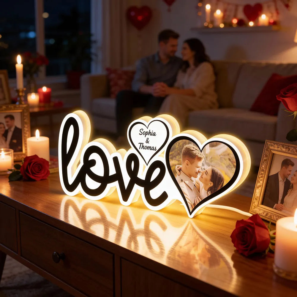 Personalized Love Acrylic Light Box With Custom Photo, Cozy Bedroom Glow, Unique Romantic Gift for Couple