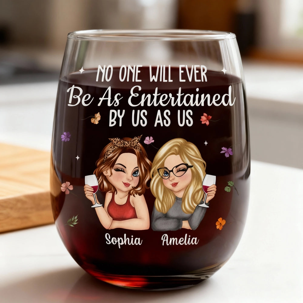 Best Friend Wine Glass – Fun Cartoon Design, Perfect Gift for Your Bestie