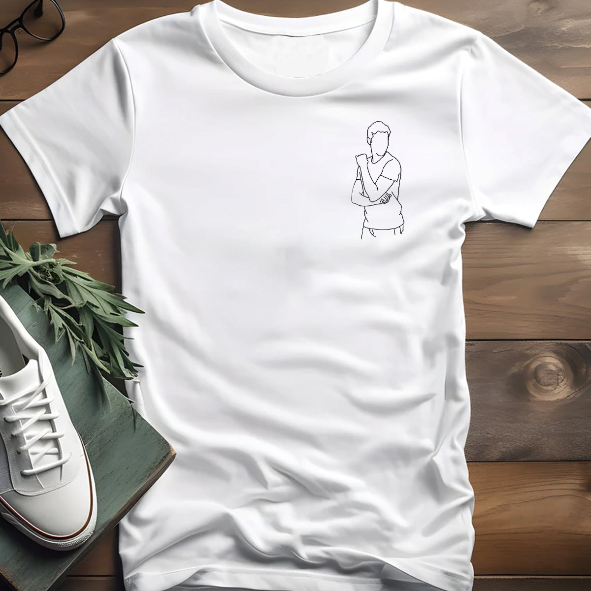 Custom Line Art - Personalized Son Embroidered T-shirt
