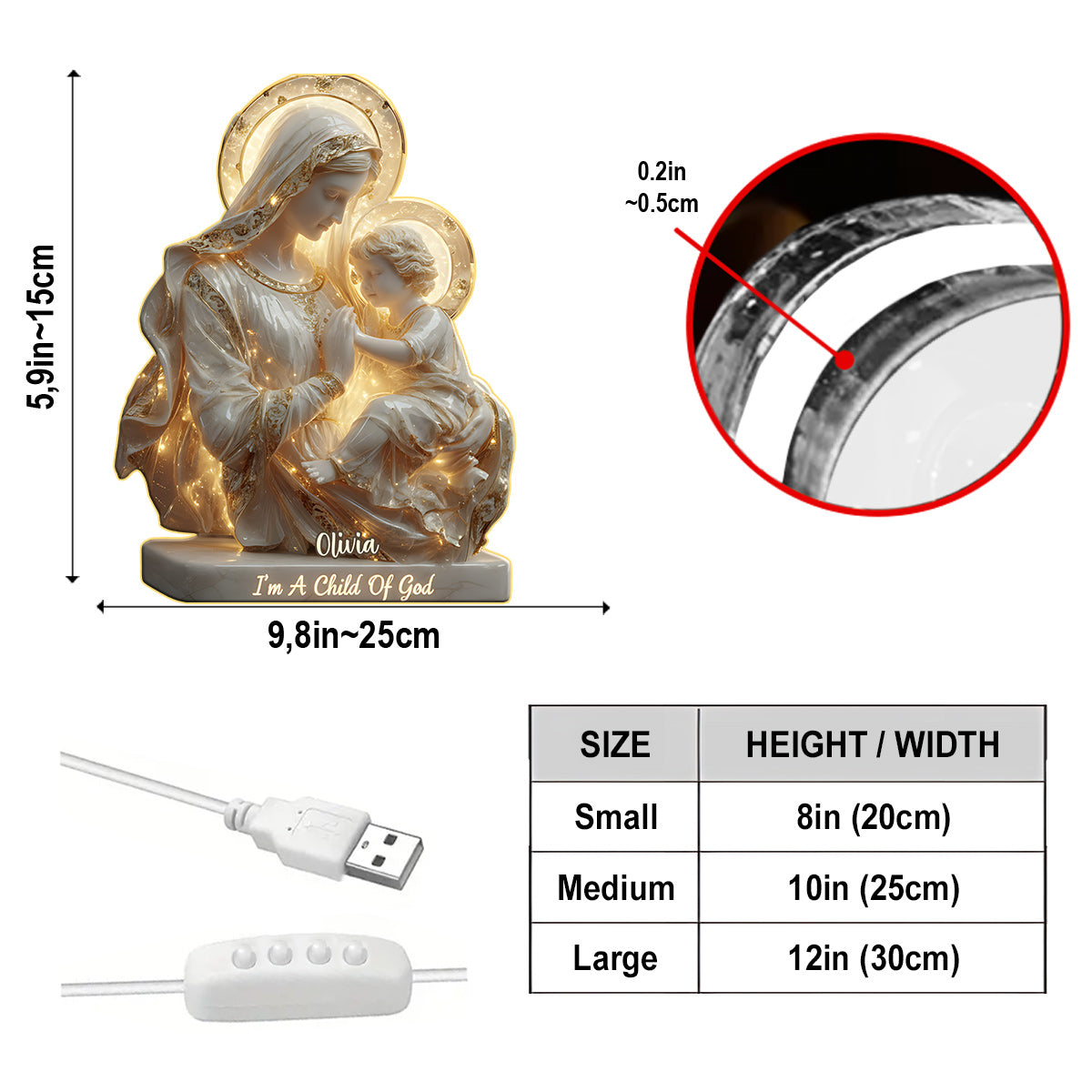 A Child Of God - Personalized Christian Acrylic LED Night Light