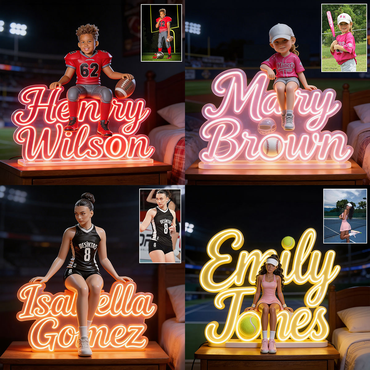 Custom Any Sport And Photo - Personalized Volleyball Acrylic LED Night Light