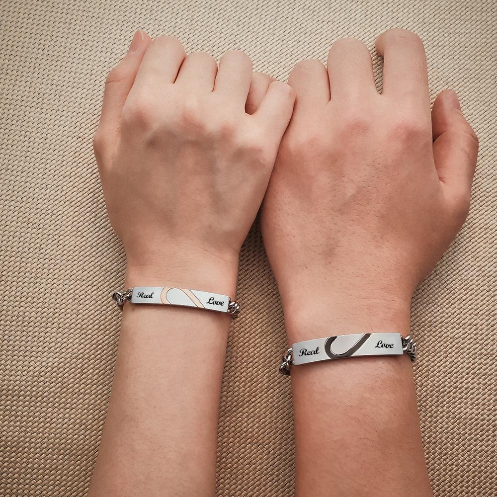Any Photos - Personalized Engraved Couple Bracelet