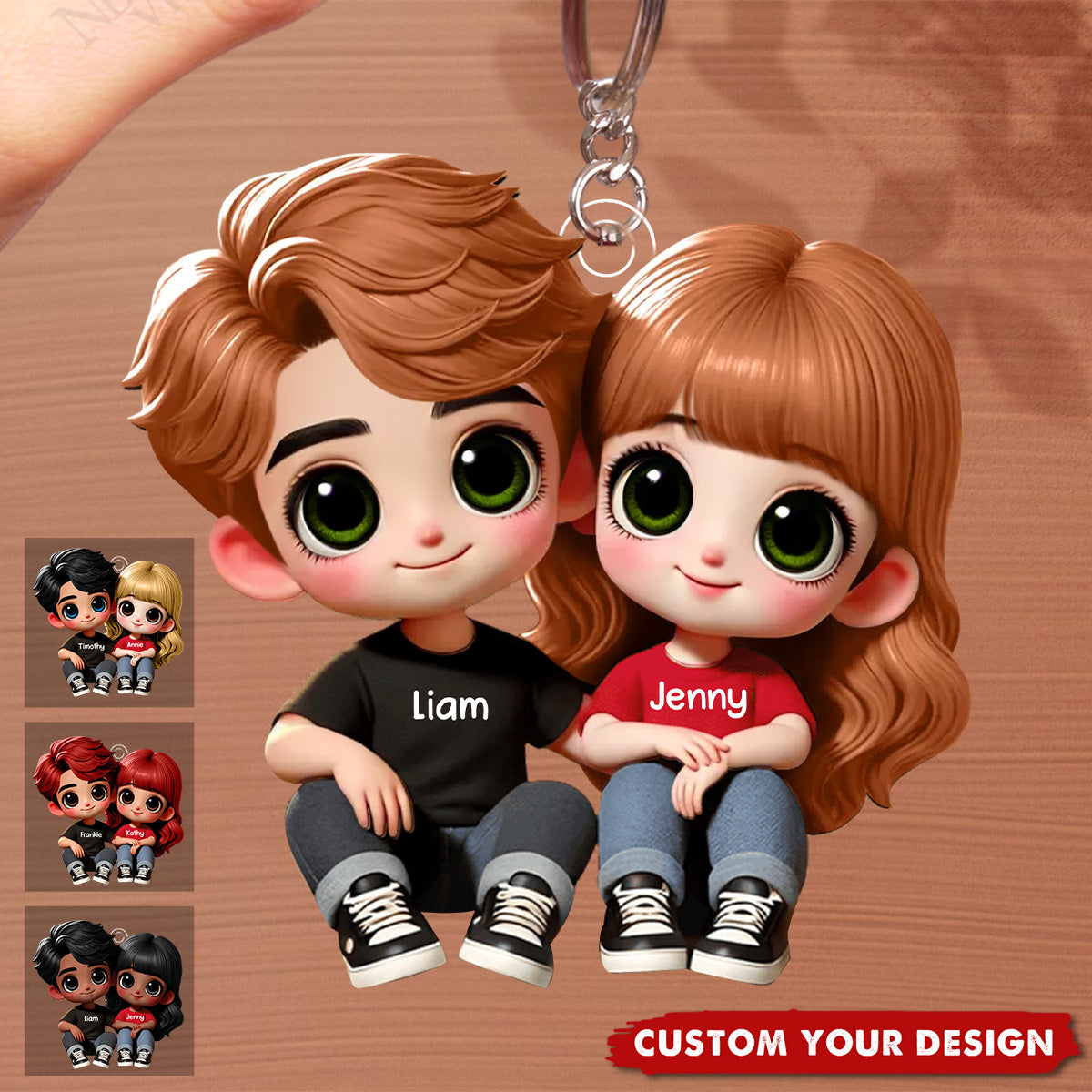 Custom Couple Sitting Keychain – Personalized Acrylic Keychain for Lovers – Sweet Anniversary or Valentine’s Day Gift
