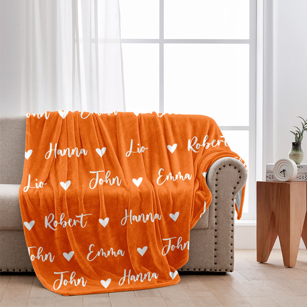 Custom Name Heart Pattern - Personalized Family Blanket