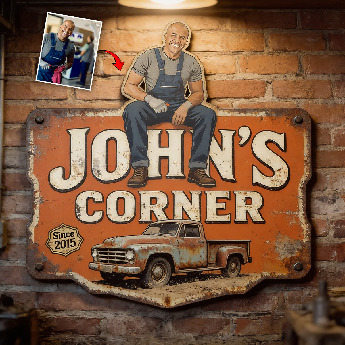 Garage Sign - Custom From Photo - Personalized Mechanic Cut Metal Sign