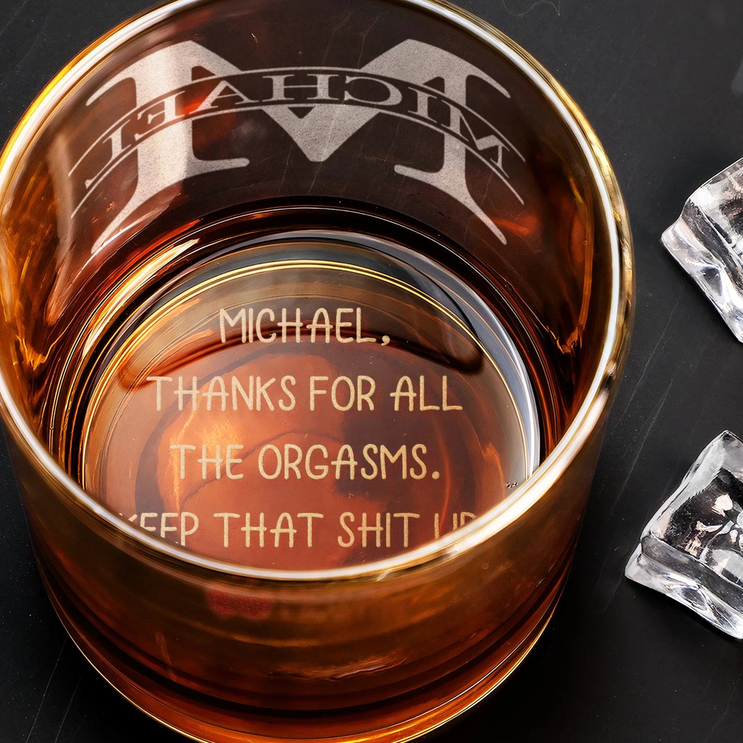 Personalized Whiskey Glass with Initial & Custom Name - Funny Romantic Gift for Husband or Boyfriend, Bar-Ready Look