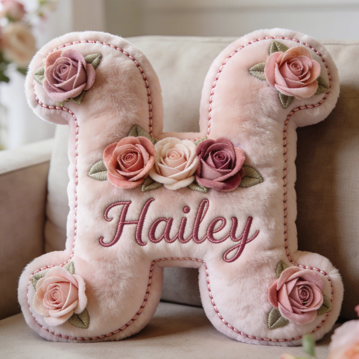 Any Photo Birth Flower Initial Name Letter - Personalized Self Love Premium Faux Fur Pillow