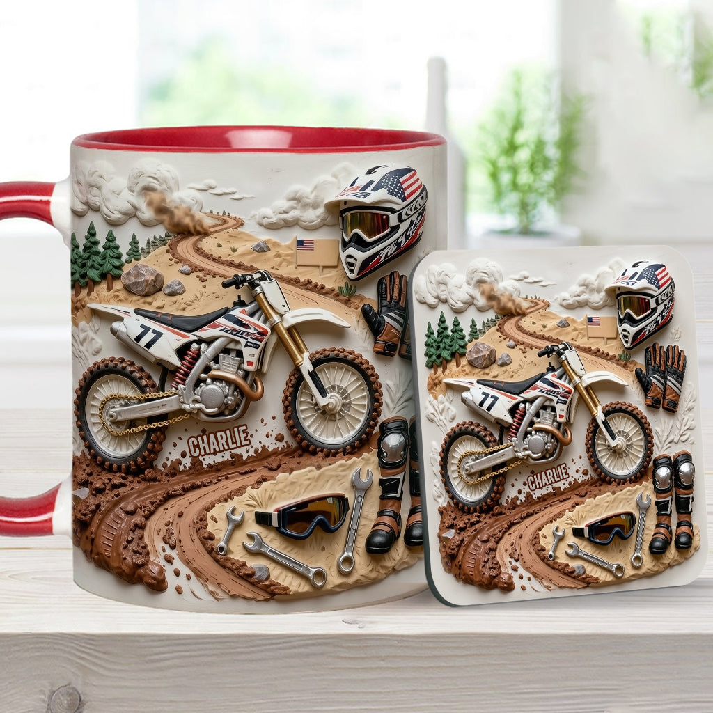 Cool Dirt Bike, Motocross - Personalized Dirt Bike Accent Mug & Coaster