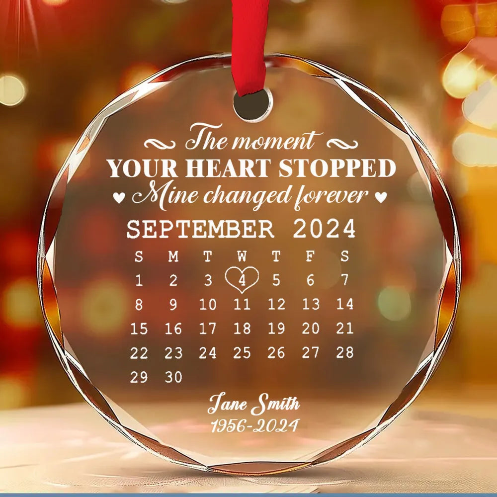 🌟 Eternal Keepsake: Personalized Crystal Calendar Ornament | Engrave Your "Moment The World Stopped" or Beloved's Name & Date