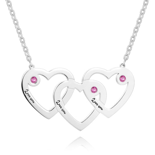 Triple Name - Personalized S925 Silver Triple Heart Name Necklace
