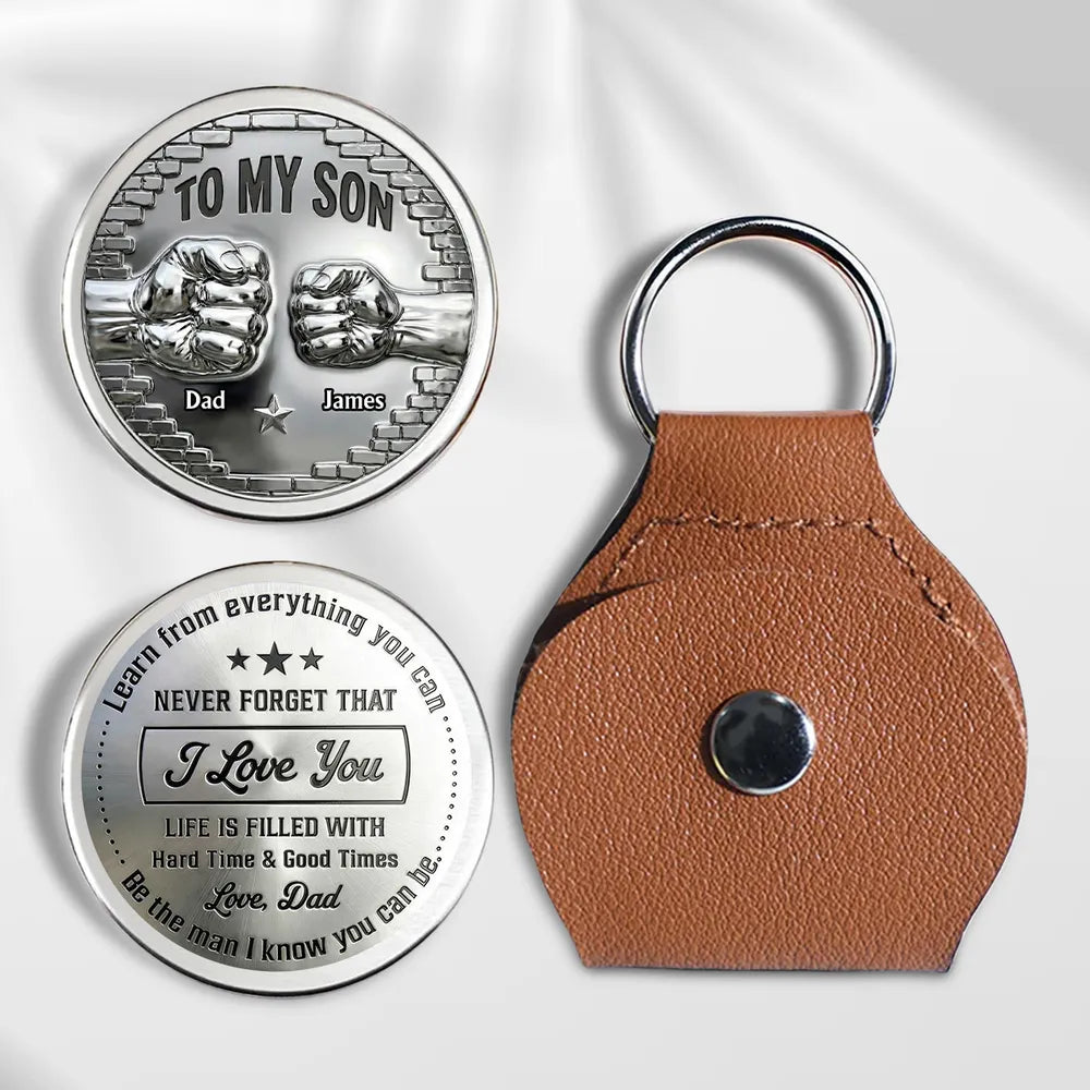 Pocket Hug Personalized Keepsake, To My Son Fist Bump Coin, Everyday Reminder Of Strength And Love Gift