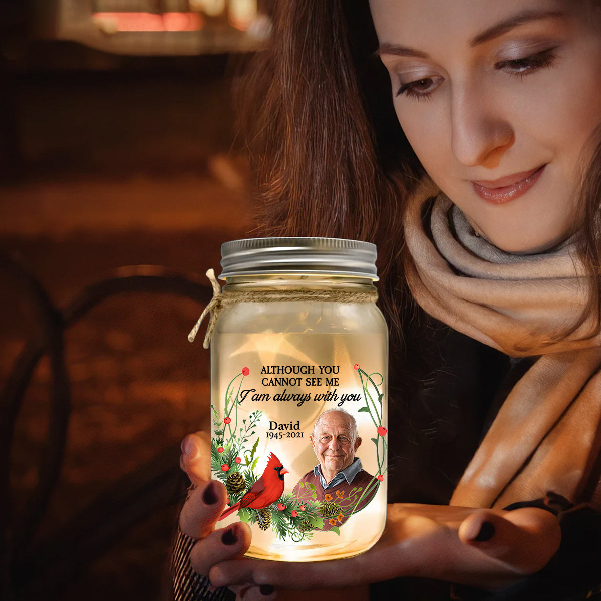 I'm Always With You - Personalized Memorial Mason Jar Light